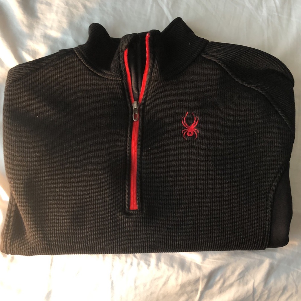 Spyder Quarter Zip. XL -Black/Red